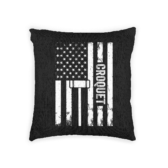 Croquet Player Croquet US Flag Croquet Woven Pillows