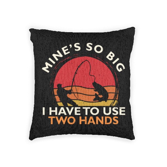 Funny Fishing Mine's Big Use Two Hands Bass Fish Woven Pillows