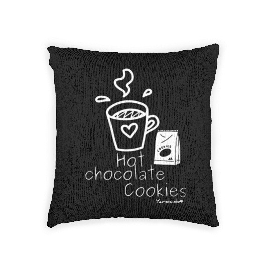 Hot chocolate cookies Yardside font logo white Woven Pillows