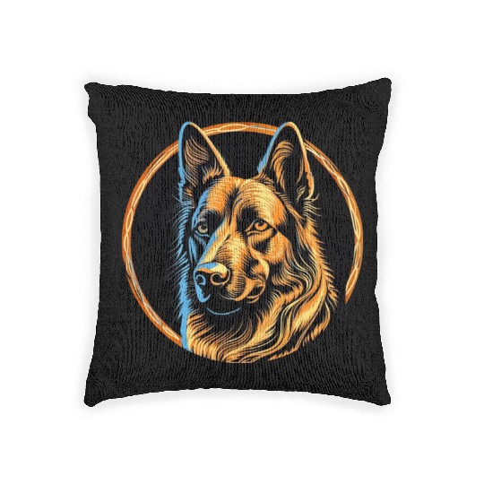 German Shepherd Funny Dog Street Art Comic Pet Woven Pillows