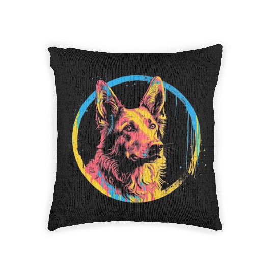 German Shepherd Funny Dog Street Art Comic Pet Woven Pillows
