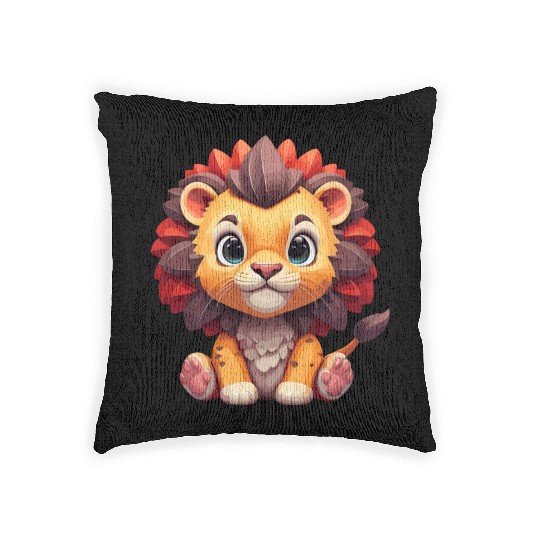 cute lion design Woven Pillows
