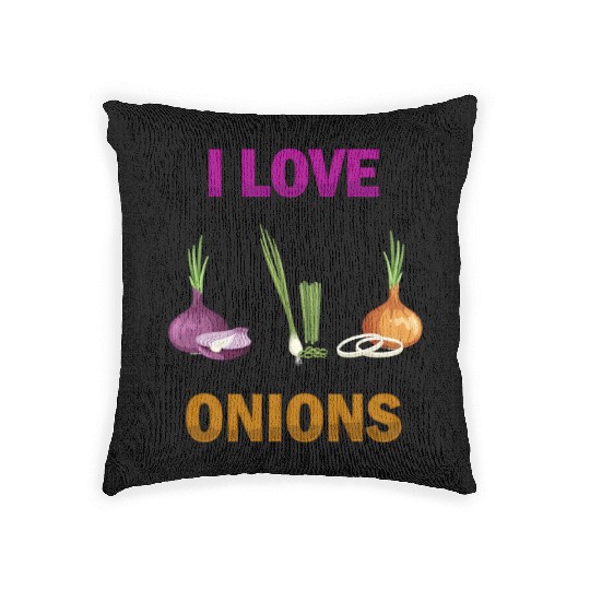 I Love Onions, For Onion and Vegetable Lovers Woven Pillows