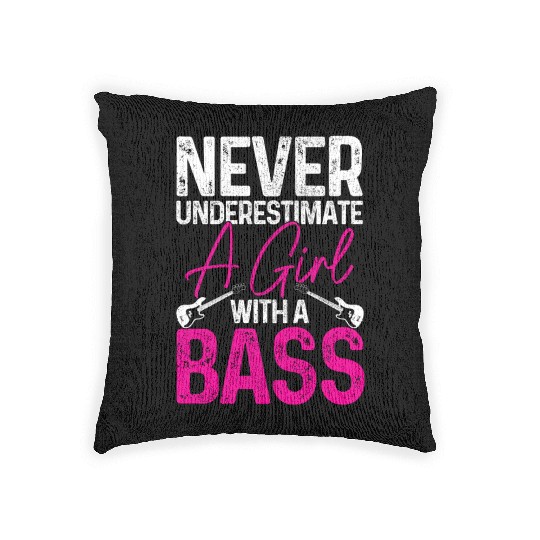 Bass Guitar Player Bassist Funny Gift Woven Pillows