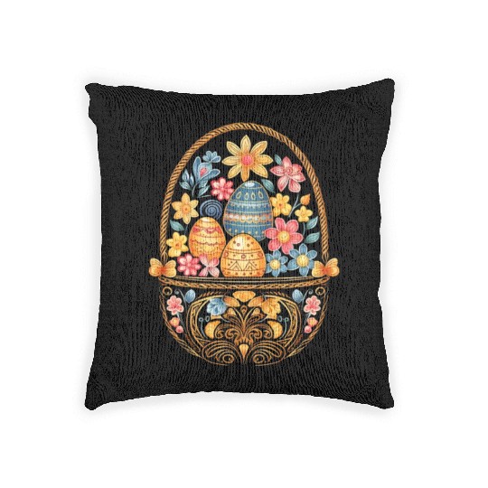 Easter Day Easter Egg Basket Mandala Art Egg Hunt Woven Pillows