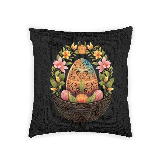 Easter Day Easter Egg Basket Mandala Art Egg Hunt Woven Pillows