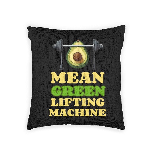 Mean Green Lifting Machine Avocado Gym Woven Pillows
