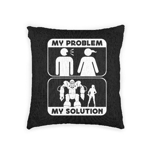 Robotics Lover My Problem My Pictogram Mom Dad Woven Pillows
