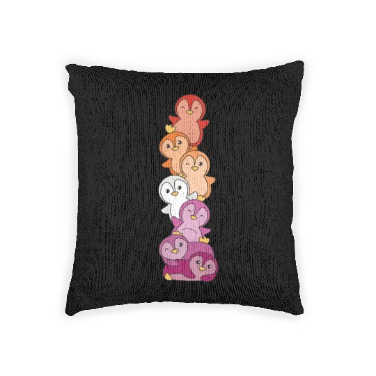 Lesbian Flag Pride Lgbtq Cute Penguin Woven Pillows