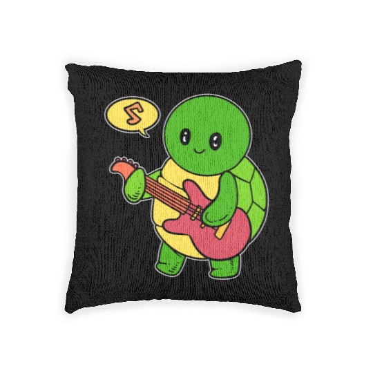Turtle Guitarist Country Singer Gift Woven Pillows