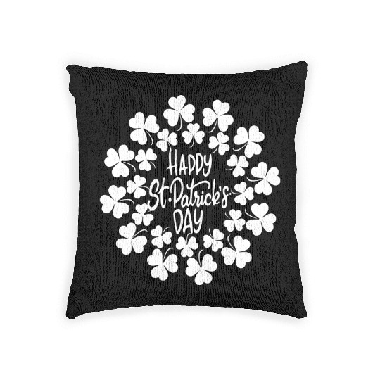 ST PATRICKS DAY Happy St. Patricks Day with Shamro Woven Pillows