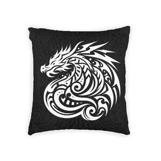Dragon T Tattoo Artistic Symbol Design Woven Pillows