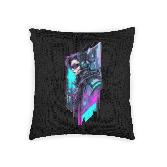 sci fi character v10 Woven Pillows