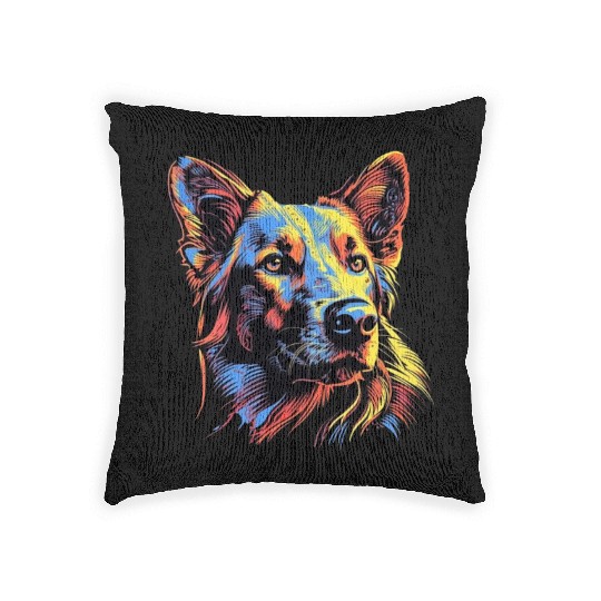 German Shepherd Funny Dog Street Art Comic Pet Woven Pillows