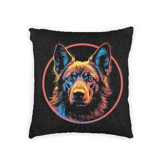 German Shepherd Funny Dog Street Art Comic Pet Woven Pillows
