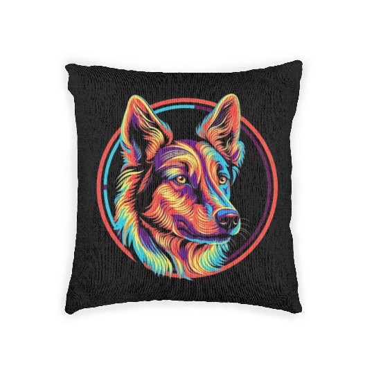 German Shepherd Funny Dog Street Art Comic Pet Woven Pillows
