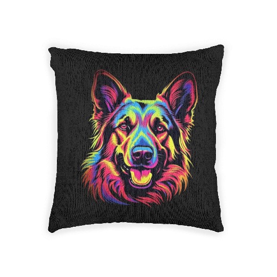 German Shepherd Funny Dog Street Art Comic Pet Woven Pillows