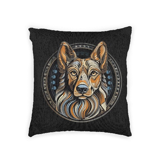 German Shepherd Funny Dog Street Art Comic Pet Woven Pillows