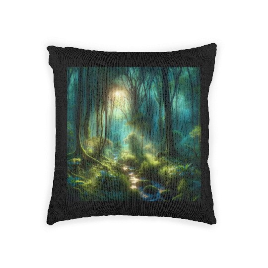 Twilight Enchantment A Mystical Forest Scene Woven Pillows