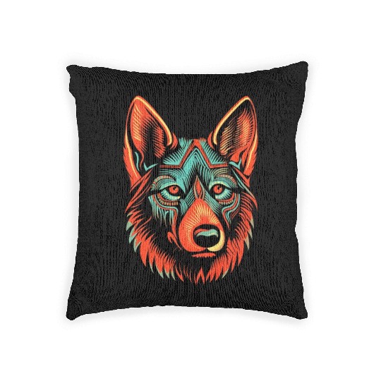 German Shepherd Funny Dog Street Art Comic Pet Woven Pillows
