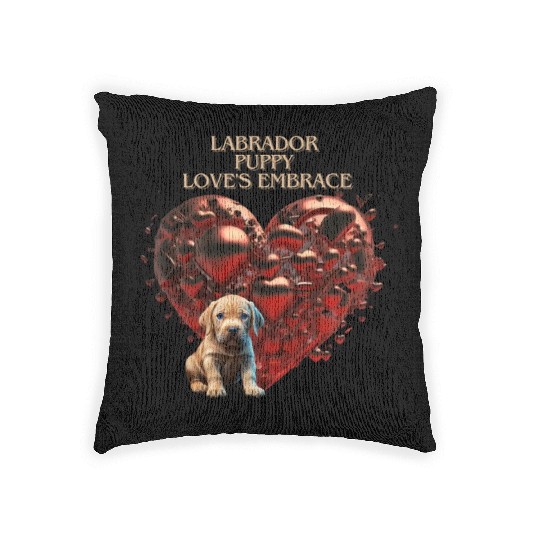 Valentine's day: Labrador Puppy Love's Embrace Woven Pillows