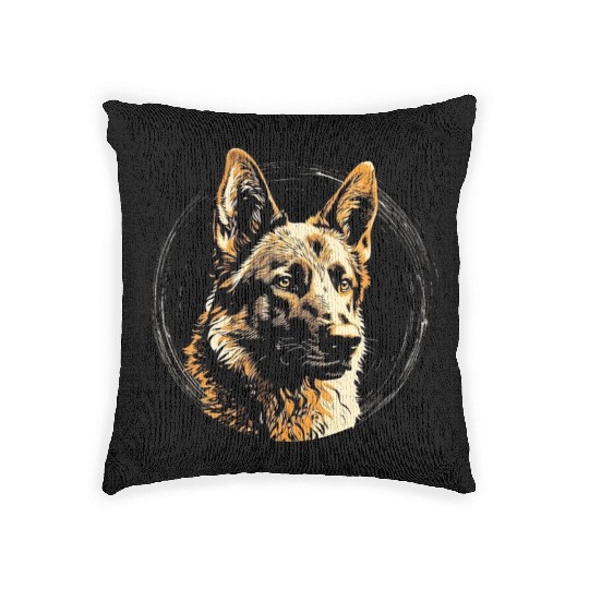 German Shepherd Funny Dog Street Art Comic Pet Woven Pillows