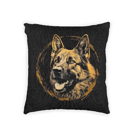 German Shepherd Funny Dog Street Art Comic Pet Woven Pillows
