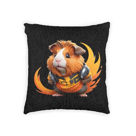 cute and cool DJ guinea pig Woven Pillows