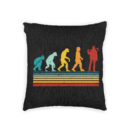 Retro Lumberjack Evolution - From Monkey to Human Woven Pillows