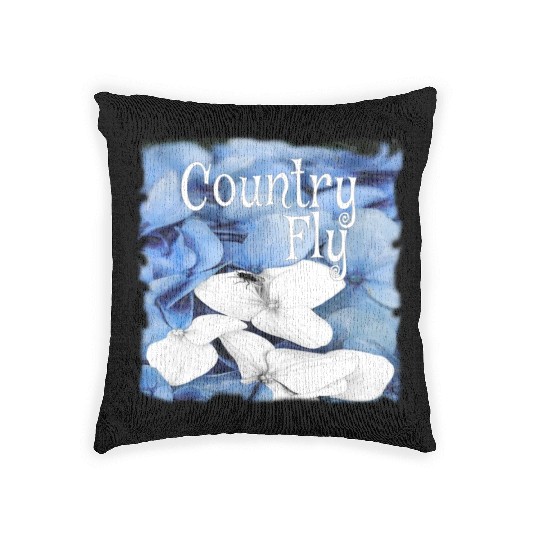 Country Fly Blue Hydrangea Watercolor Clothing Woven Pillows