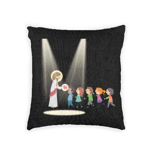 sacred heart of jesus Woven Pillows