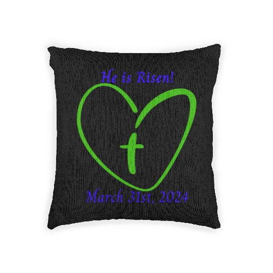 He Is Risen Heart with a Cross; March 31st, 2024 Woven Pillows
