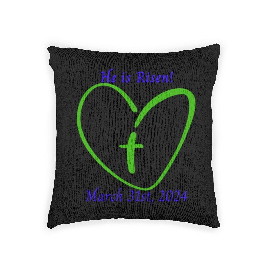 He Is Risen Heart with a Cross; March 31st, 2024 Woven Pillows