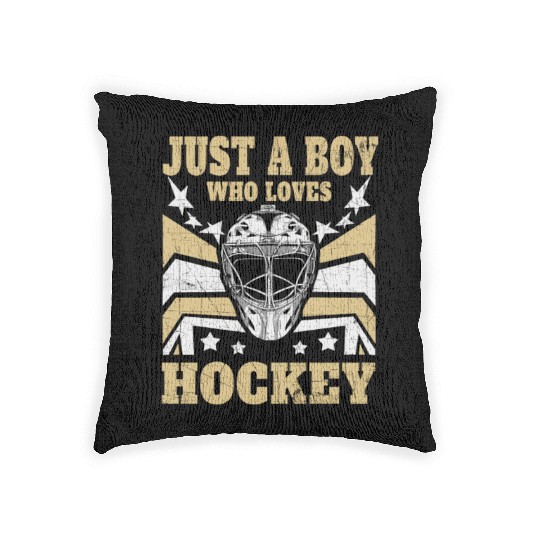 Funny Ice Hockey - Just a Boy who loves Hockey Woven Pillows