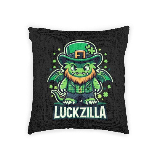 Luckzilla St. Paddy's Day Dragon Woven Pillows