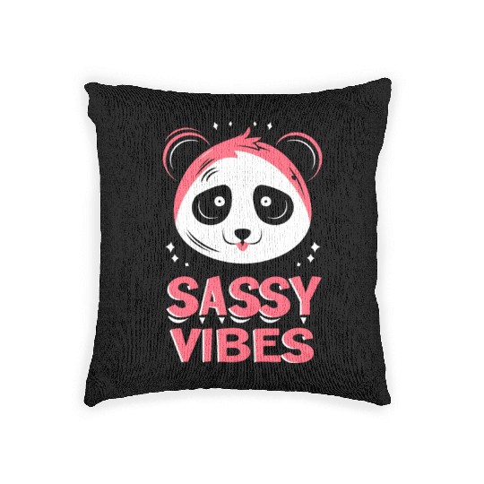 Panda: Sassy Panda Vibes Woven Pillows