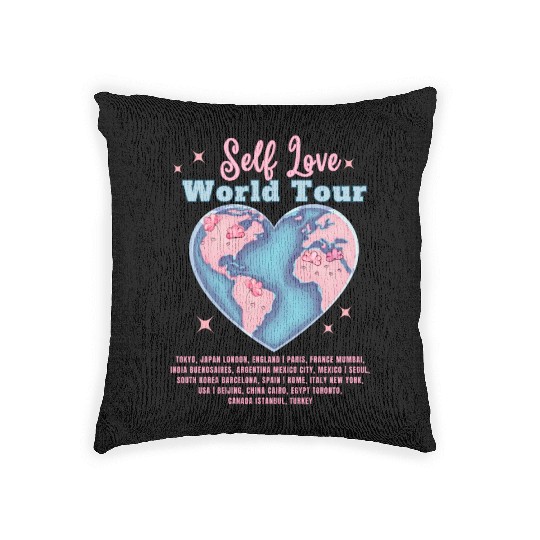 Self Love Club World Tour Retro Positive Aesthetic Woven Pillows