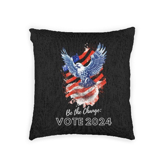 Be the Change: Vote 2024! - Eagle & Flag Design Woven Pillows