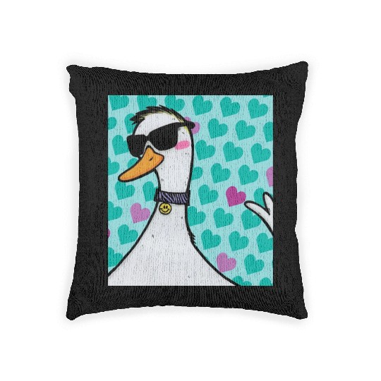 90s Raver Cartoon Duck, Party Animal, Kids Room Woven Pillows