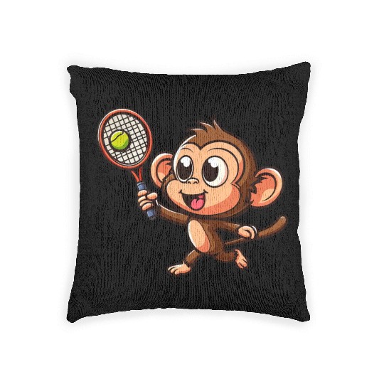 Monkeys in Tennis and Badminton Duel - Hilarious Woven Pillows