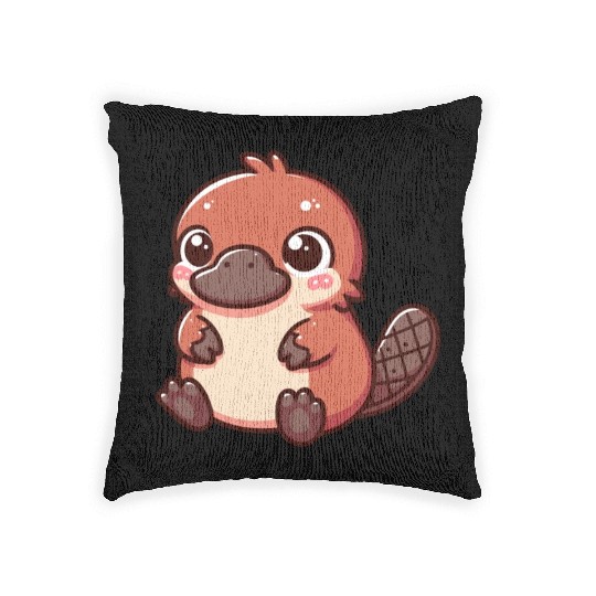 Playful Platypus Cartoon Woven Pillows