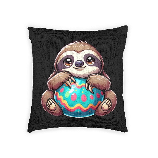 Easter Sloth: Embrace and Easter Egg Woven Pillows