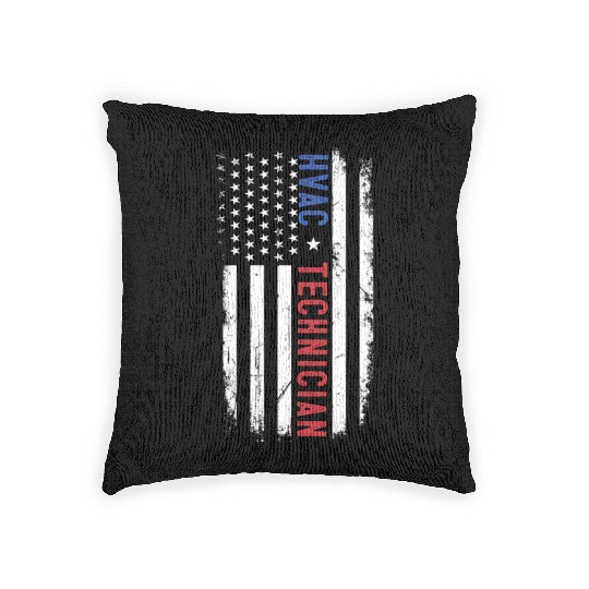 HVAC Technician US American Flag HVAC Mechanic Woven Pillows