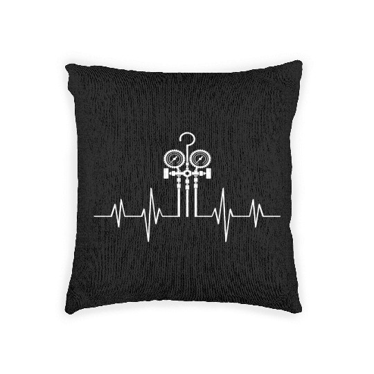 HVAC Love EKG Line Heartbeat HVAC Technician HVAC Woven Pillows