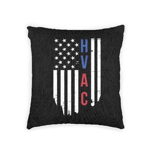HVAC Technician US American Flag HVAC Mechanic Woven Pillows