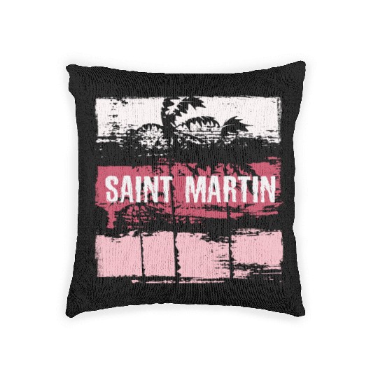 Saint Martin Vacation Souvenir Abstract Artistic Woven Pillows