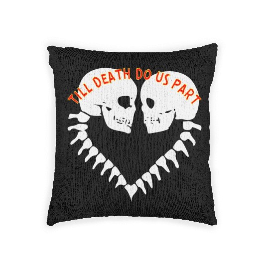 Skulls Till Death Do Us Part Heart © Woven Pillows