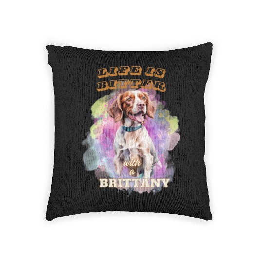Surrealism Starry Night Brittany Spaniel Dog Woven Pillows