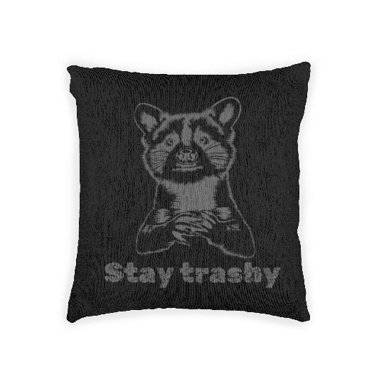 Funny Stay Trashy Possum Raccoon Vintage Street Woven Pillows
