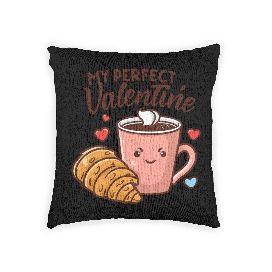 Coffee and Croissant | My Perfect Valentine Woven Pillows